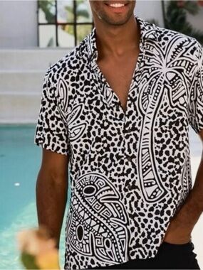 Kenny Flowers “The Tiki Tonga” Tropical Hawaiin SS Button-Down Shirt